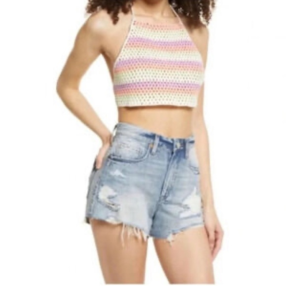 bp Tops - BP womens Multicolor Crochet Halter Top size small NWT